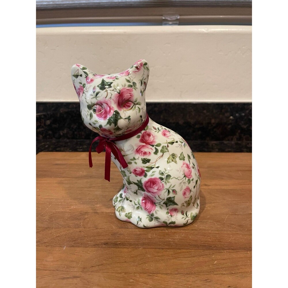 Formalities by Baum Bros. Porcelain Flowered Cat 7.5"